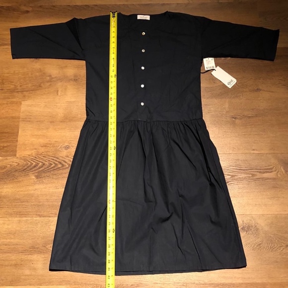 NWT OBJECTS WITHOUT MEANING URBAN OUTFITTERS DROP-WAIST MIDI DRESS S NAVY BLUE - Picture 6 of 12